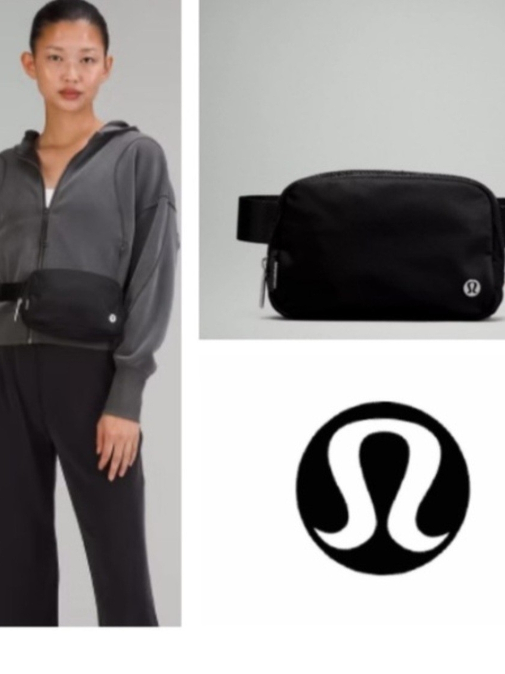 lululemon athletica Black Waist Or Cross Body Pack with Minimal Logo